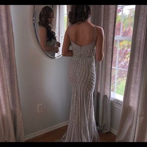 (Size 0) silver rhinestone prom dress
